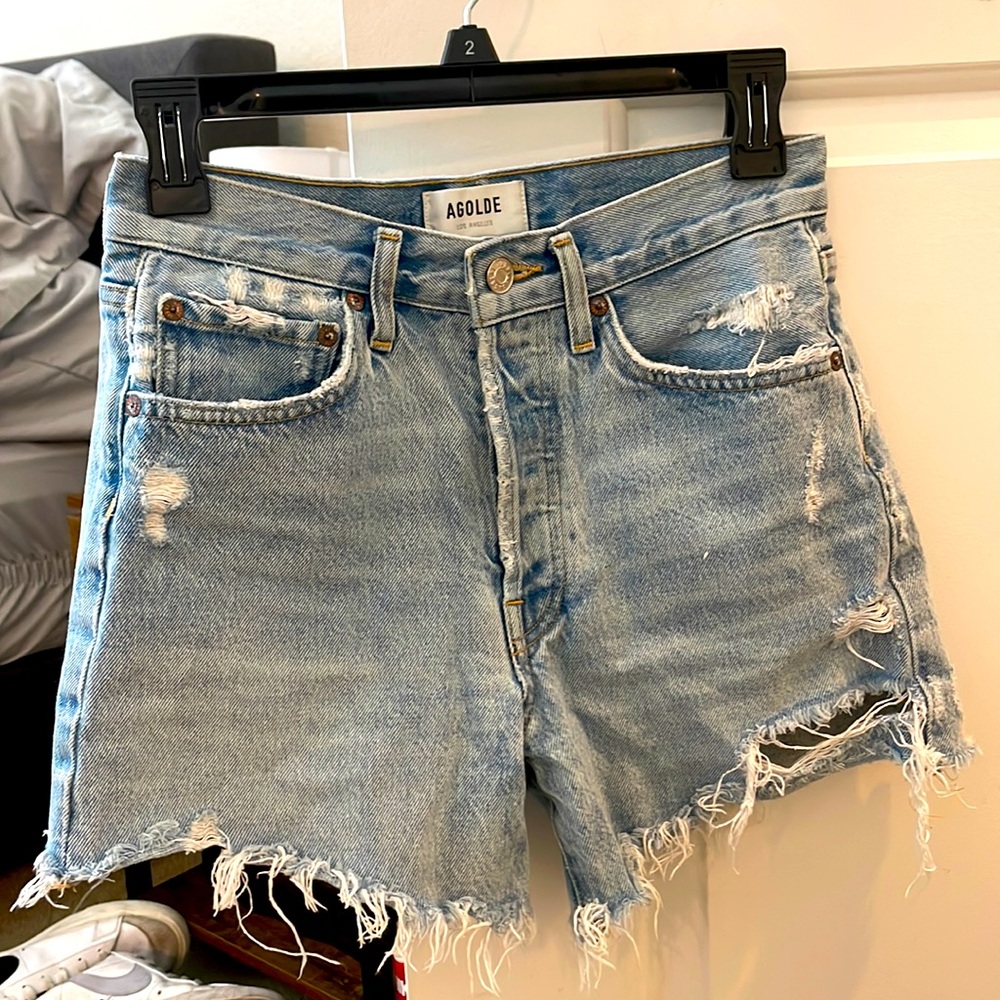 Light wash jean shorts
